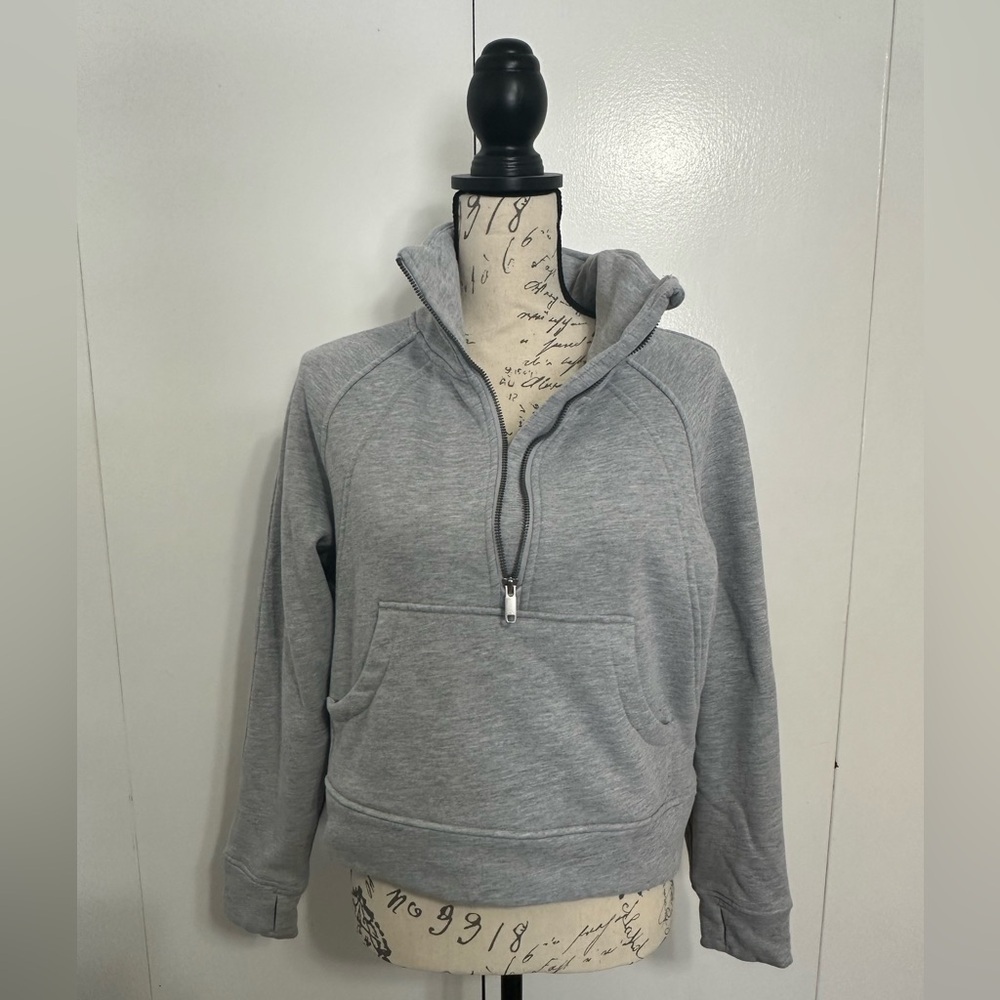 The Gym People Womens’ Half Zip Pullover Fleece Stand Collar Cropped Sweatshirt - Picture 6 of 14